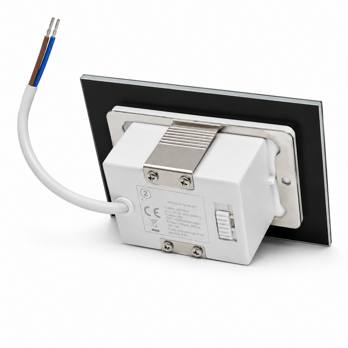 Retro applique LED da incasso con selettore CCT e cablaggio