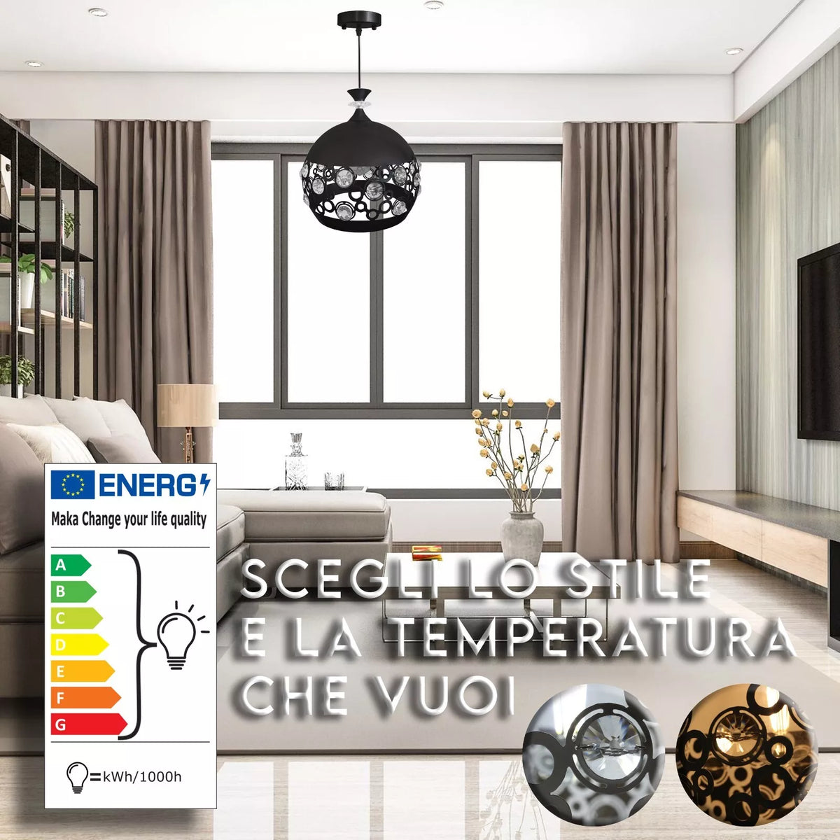 Lampadario ARABESQUE moderno a sospensione con singolo globo