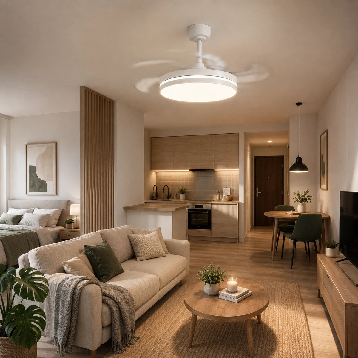 Ventilatore da Soffitto LED 60W con Pale Retrattili