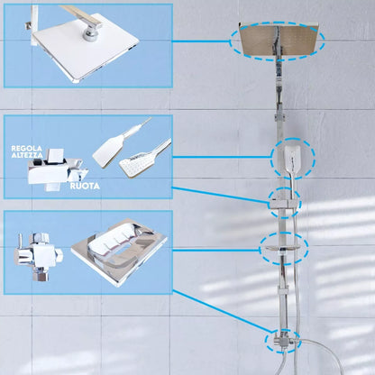 Miscelatore per Vasca da Bagno con Soffione a Colonna, Design Elegante