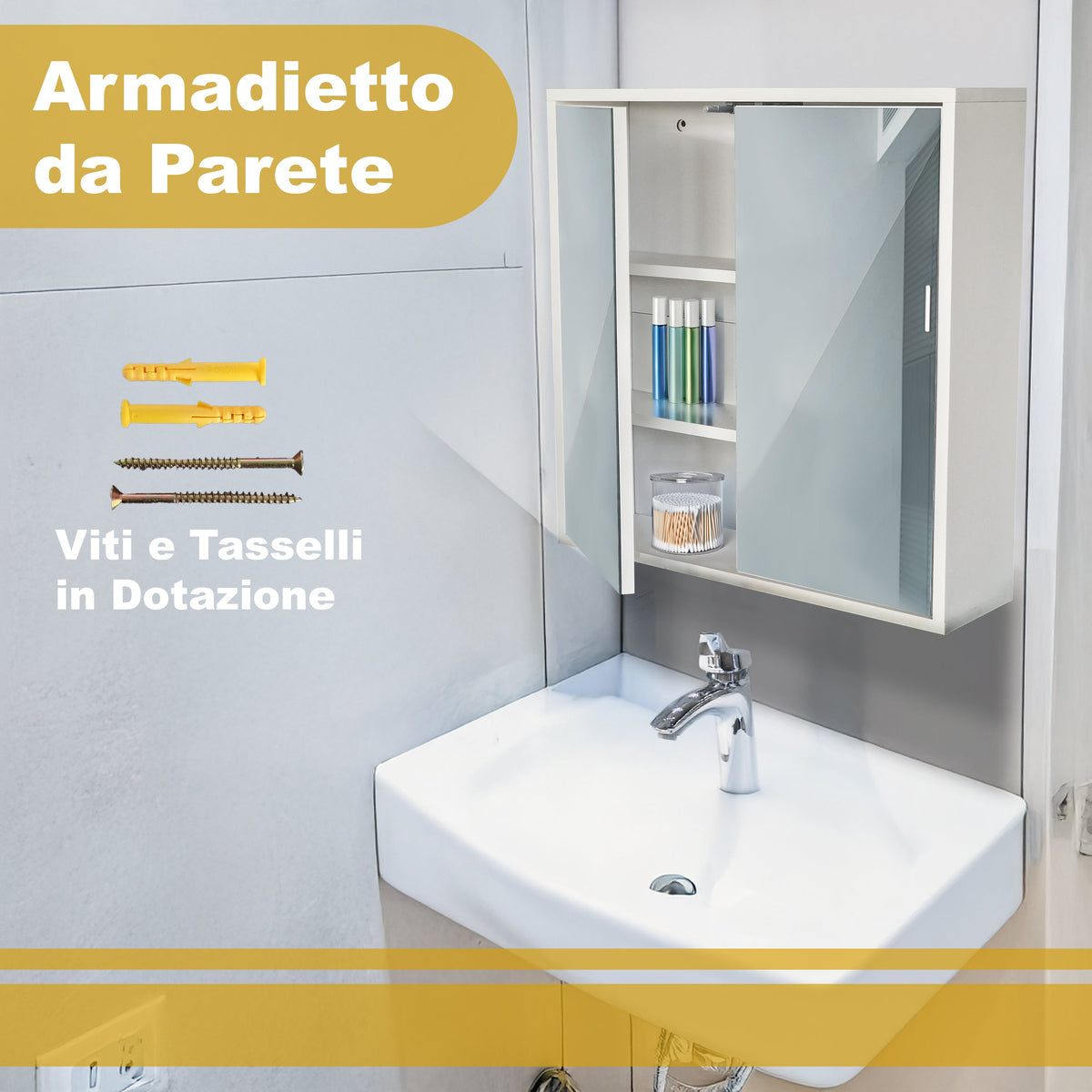 Specchio bagno con mobile contenitore legno moderno salvaspazio compatto

Pensile bagno con ripiani interni specchio frontale arredo elegante