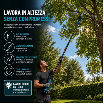 Kit Potatura 3 in 1 con Motosega e Asta Telescopica