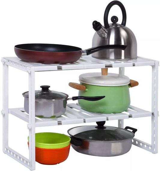 Scaffale organizer Estensibile per Cucina e Bagno, ripiani Modulare