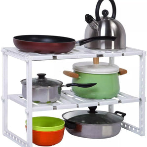 Scaffale organizer Estensibile per Cucina e Bagno, ripiani Modulare