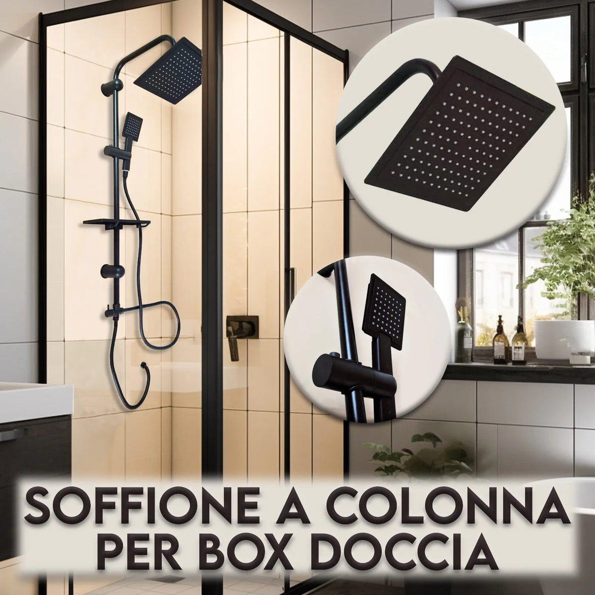 Miscelatore per Vasca da Bagno con Soffione a Colonna, Design Elegante
