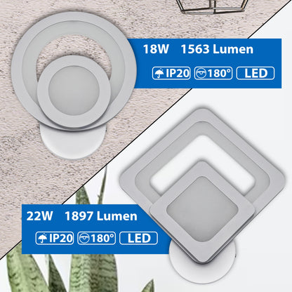 Applique LED da Parete Interno con Cambio Temperatura, 18W/22W