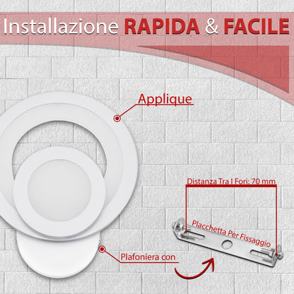 Applique LED da Parete Interno con Cambio Temperatura, 18W/22W