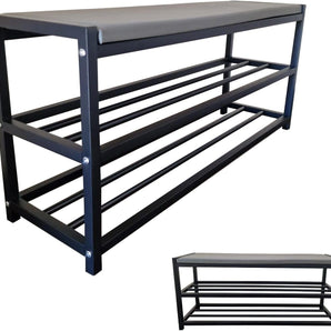 Space-saving shoe rack with seat - 2 shelves (90cm)