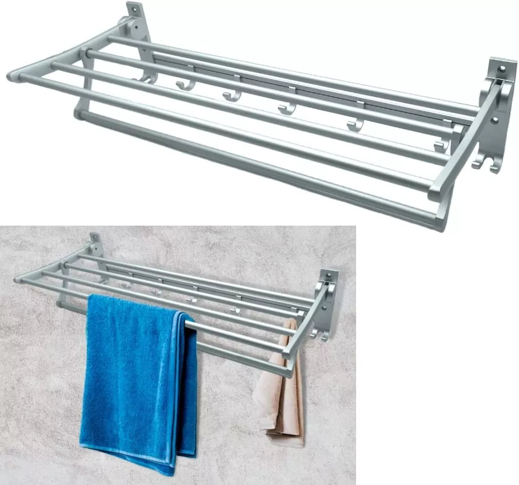 Porta Asciugamani da Parete in Acciaio - 5 Scomparti Moderno Bagno