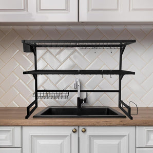 Black Countertop Dish Drainer - 2 Shelves (65cm)