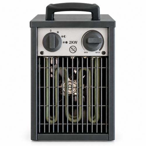 Termoventilatore Elettrico 2000W per Officina e Garage, Generatore Aria Calda Portatile con Termostato Regolabile, Nero