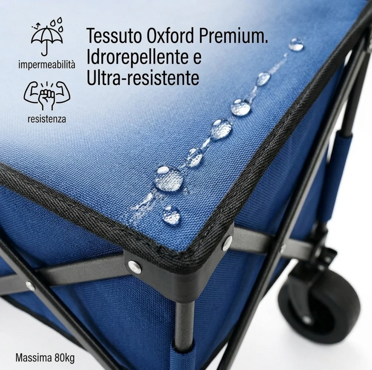 Carrello Outdoor Pieghevole Telescopico 80Kg con Ruote 360°