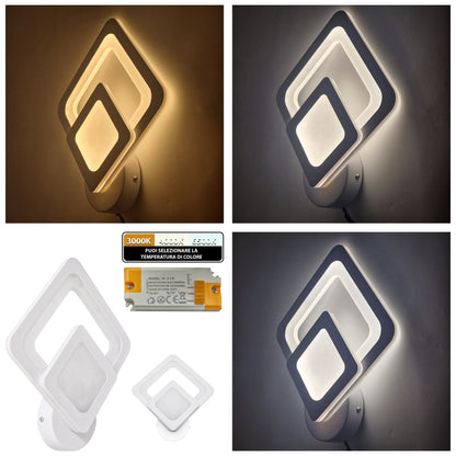 Applique LED da Parete Interno con Cambio Temperatura, 18W/22W