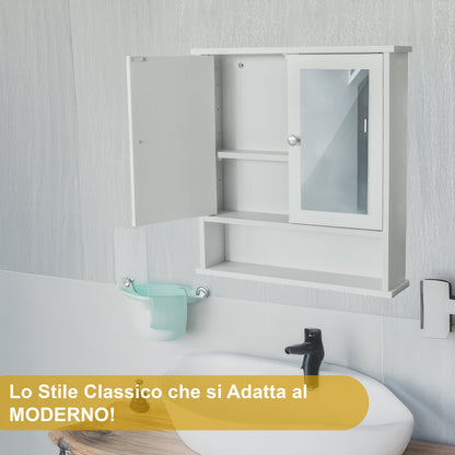 Specchio bagno con mobile contenitore legno moderno salvaspazio compatto

Pensile bagno con ripiani interni specchio frontale arredo elegante
