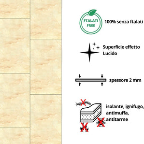 Adhesive PVC Tiles with Light Marble Effect 2.1m2