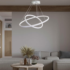 LED chandelier with 2 circles in natural light