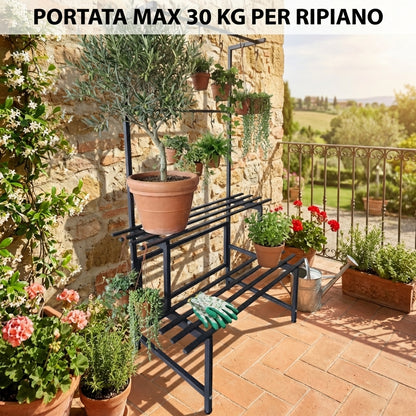 Fioriera Nera in Ferro Interni ed Esterni, Salvaspazio resistente