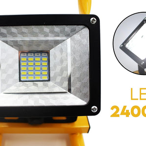 Rechargeable LED construction site spotlight