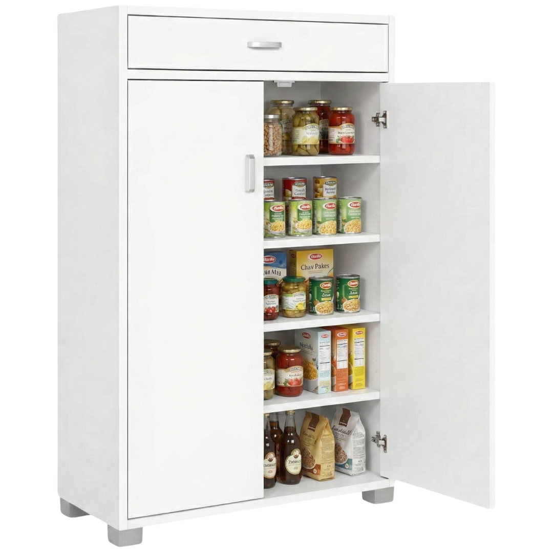Dispensa Salvaspazio Slim in Legno con Cassetto 63x33x95 cm