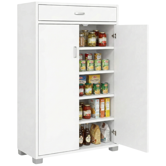 Dispensa Salvaspazio Slim in Legno con Cassetto 63x33x95 cm