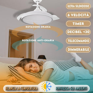 Ventilatore Sospeso con Plafoniera Led