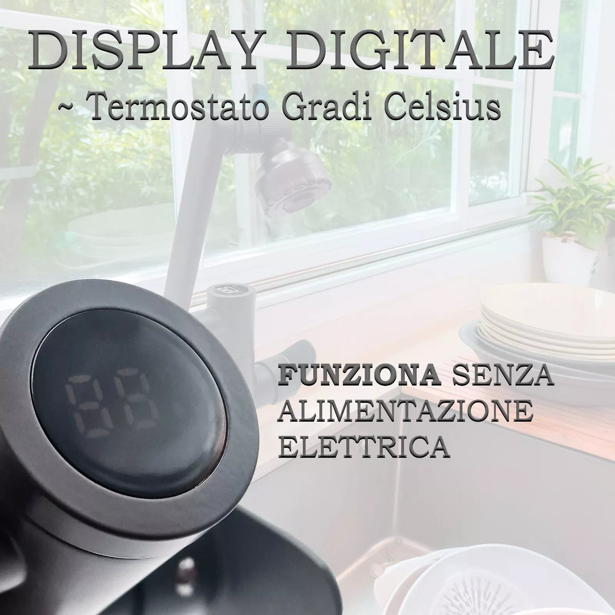 Rubinetto Miscelatore Nero Multi Rotazione con Display Digitale Temperatura