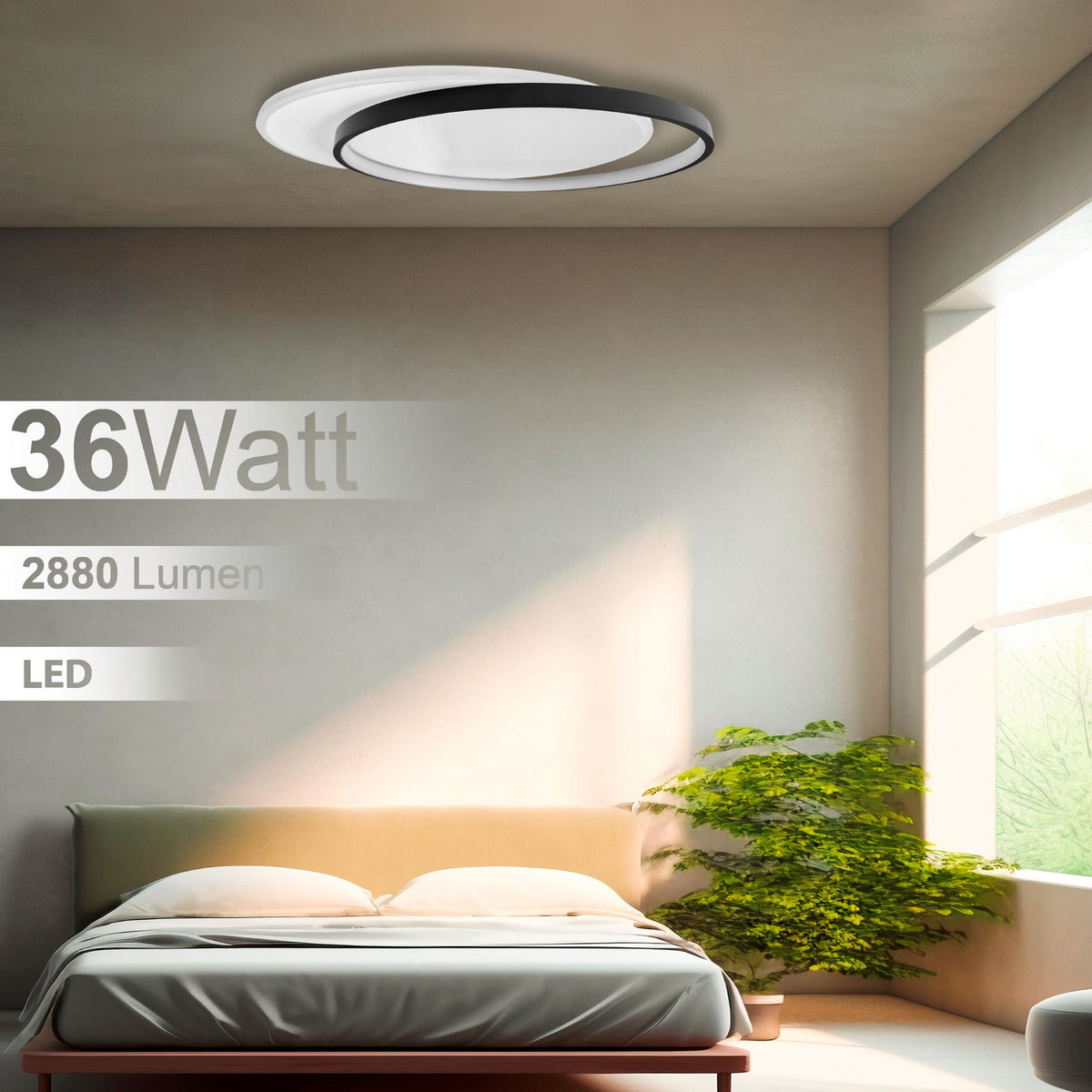 Plafoniera lampadario LED  36W /39W/48W Rotonda o quadrata , Colore Regolabile 3D
