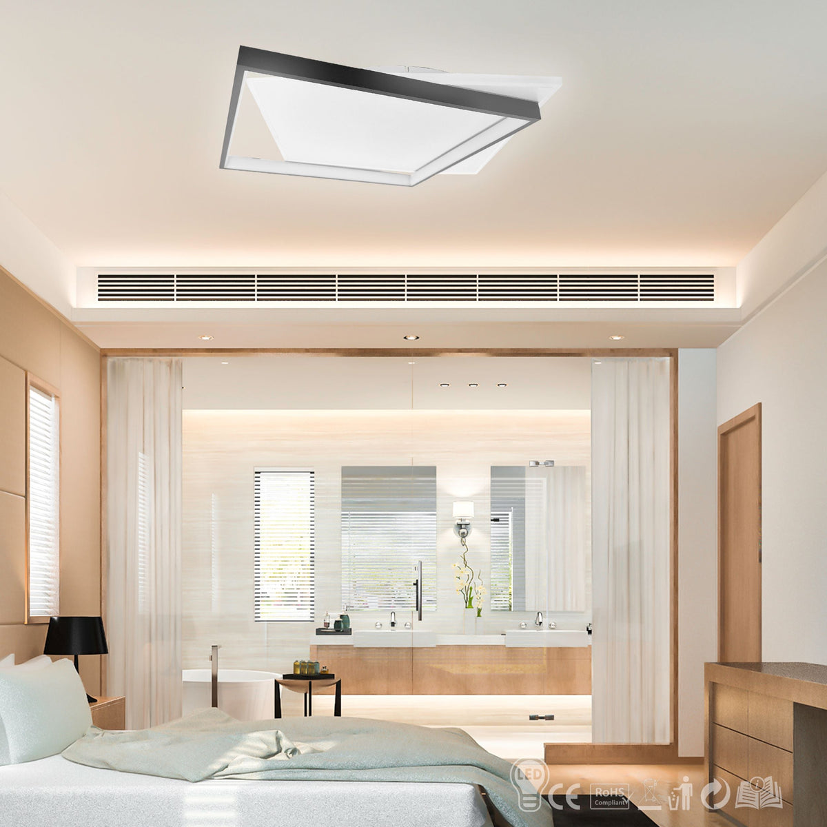 Plafoniera lampadario LED  36W /39W/48W Rotonda o quadrata , Colore Regolabile 3D