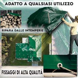 Telo Impermeabile Blu e Verde occhiellato antistrappo 100gr metro quadro