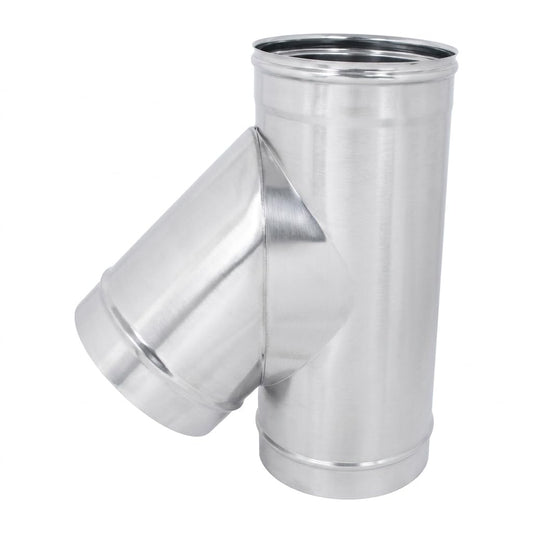 Maka Raccordo a T 135° Braga per Canna Fumaria in Acciaio Inox, Raccordo Inclinato Monoparete per Stufa a Legna Pellet e Caldaia