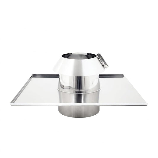 Maka Faldale Piano con Scossalina per Canna Fumaria in Acciaio Inox, Passaggio Tetto Piano con Fascia Parapioggia