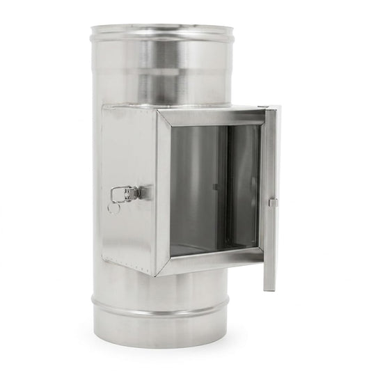 Maka Modulo con Raccolta Incombusti per Canna Fumaria in Acciaio Inox, Elemento con Sportello Raccogli Fuliggine