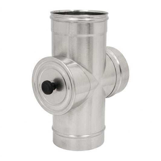 Maka Raccordo a T 90° con Ispezione Posteriore per Canna Fumaria in Acciaio Inox, per Impianti a Gas