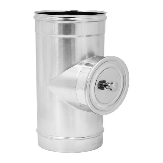 Maka Modulo d'Ispezione HT Alte Temperature per Canna Fumaria in Acciaio Inox, Elemento con Sportello per Stufe a Legna e Pellet, Combustibile Solido