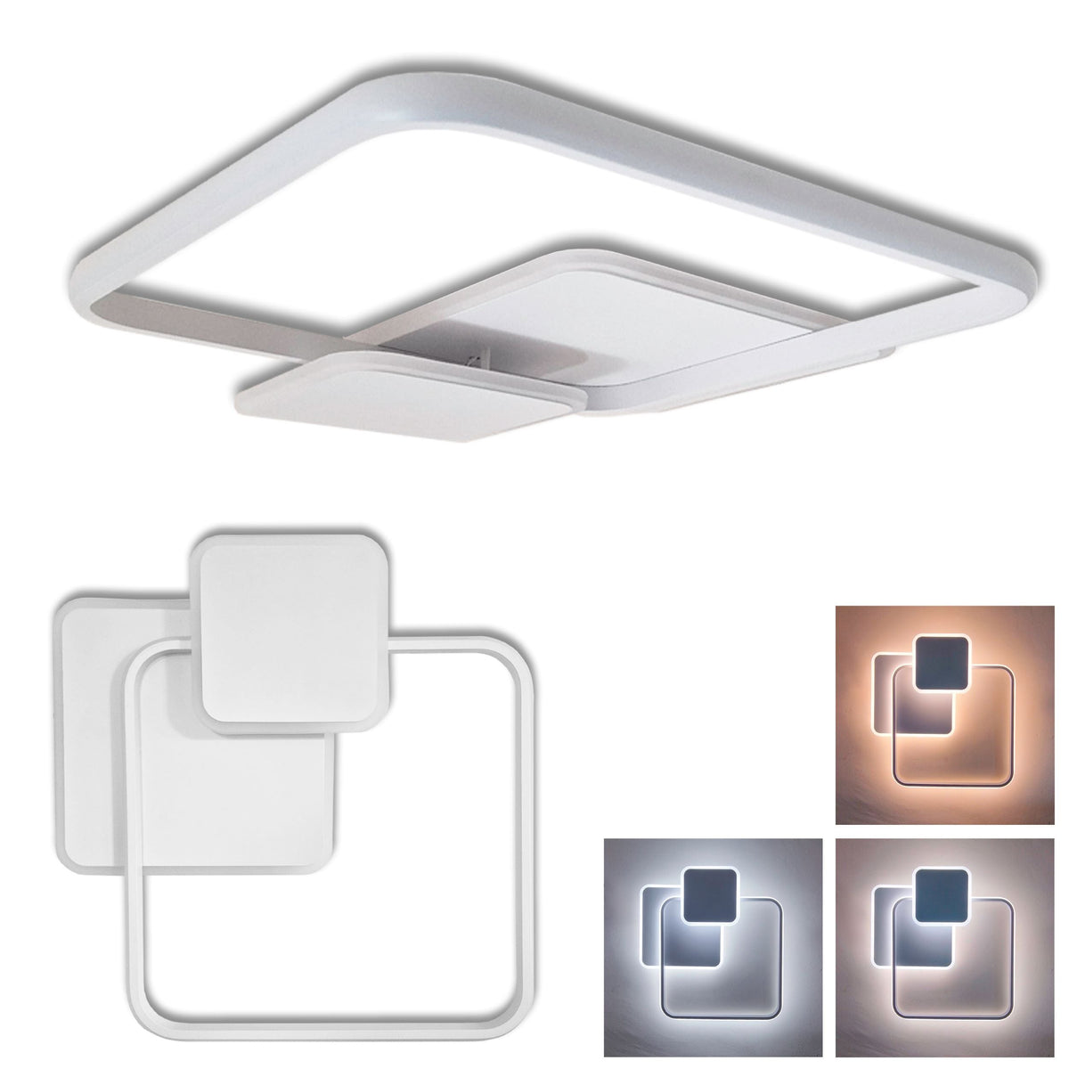 Plafoniera lampadario LED  36W /39W/48W Rotonda o quadrata , Colore Regolabile 3D