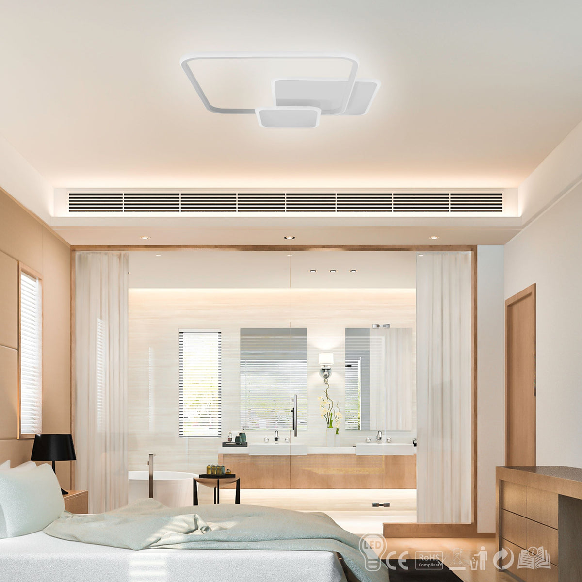 Plafoniera lampadario LED  36W /39W/48W Rotonda o quadrata , Colore Regolabile 3D