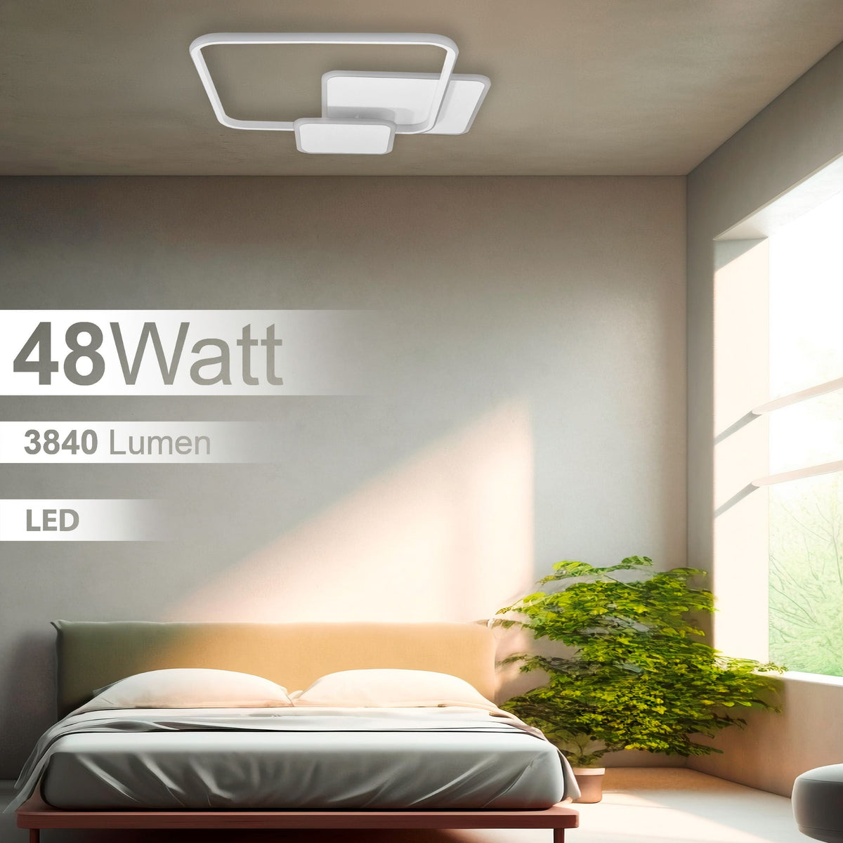 Plafoniera lampadario LED  36W /39W/48W Rotonda o quadrata , Colore Regolabile 3D