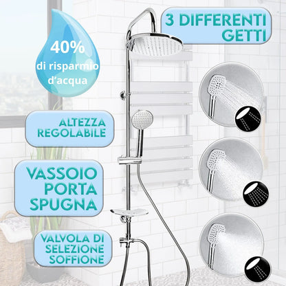 Miscelatore per Vasca da Bagno con Soffione a Colonna, Design Elegante