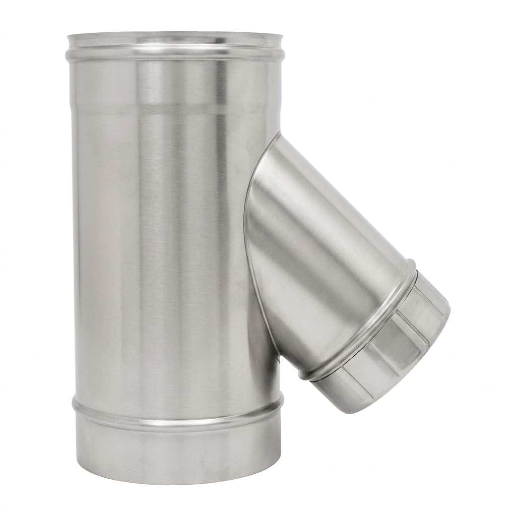 Maka Raccordo a T 135° Ridotto per Canna Fumaria in Acciaio Inox, Braga con Codolo Ridotto per Stufa a Pellet