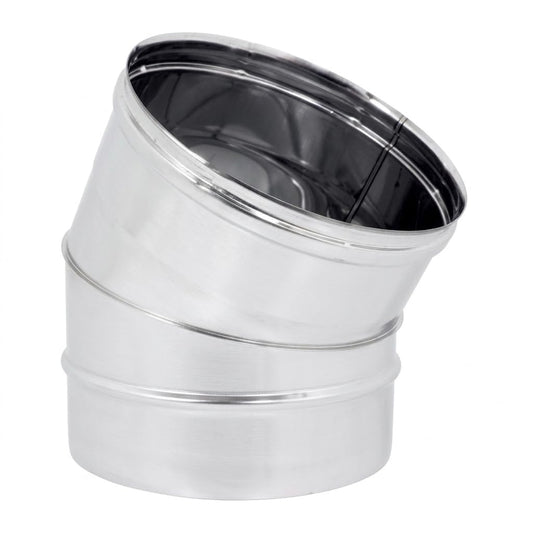 Maka Curva 30° per Canna Fumaria in Acciaio Inox, Raccordo Curvo Monoparete per Tubo Fumo Stufa a Legna Pellet e Caldaia, Innesto Maschio-Femmina