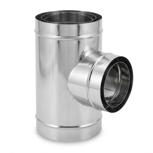 Maka Raccordo a T 90° Codino MP Canna Fumaria Doppia Parete Aria Inox