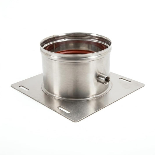 Maka Piastra di Base con Scarico Condensa per Canna Fumaria in Acciaio Inox, Piastra di Partenza con Attacco 3/4 Gas