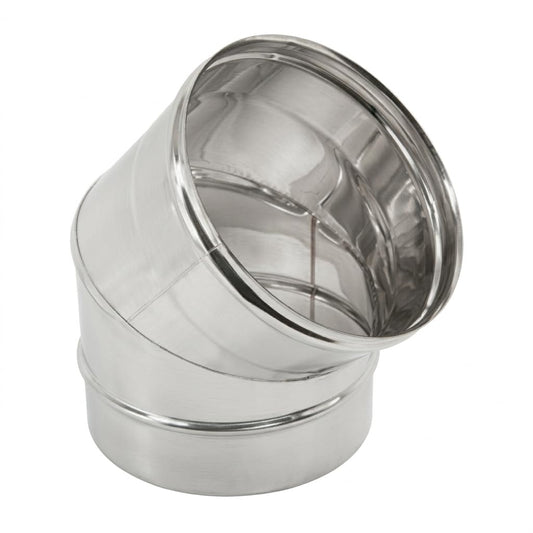 Maka Curva 45° per Canna Fumaria in Acciaio Inox, Raccordo Curvo Monoparete per Tubo Fumo Stufa a Legna Pellet e Caldaia, Innesto Maschio-Femmina