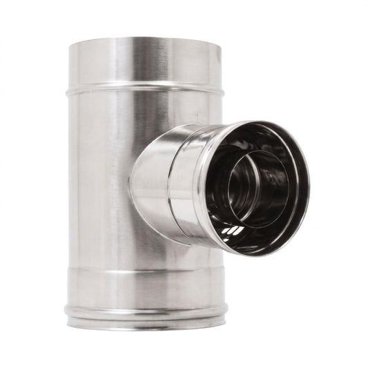 Maka Raccordo a T 87° Coassiale Ridotto DPA 80 Doppia Parete Aria Inox