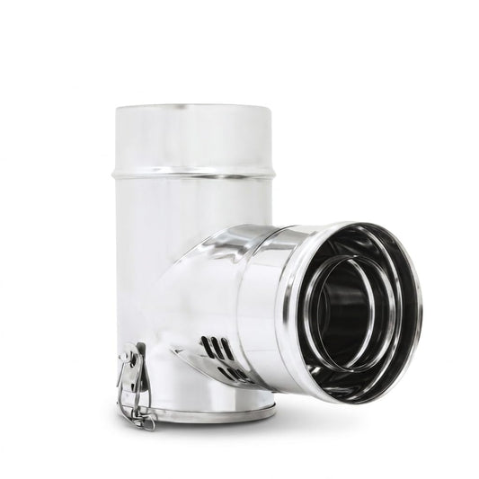 Maka Codino Coassiale T 90 Femmina-Femmina FF Canna Fumaria Pellet Inox