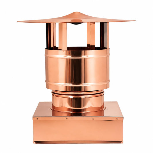 Maka Comignolo Antivento Base Quadra, Terminale per Canna Fumaria Camino Stufa a Legna Pellet e Gas, Cappello Antipioggia Aspirafumo Base Quadra