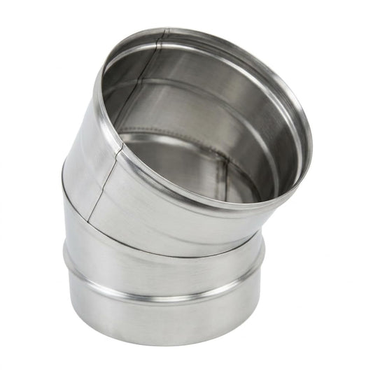 Maka Curva 15° per Canna Fumaria in Acciaio Inox, Raccordo Curvo Monoparete per Tubo Fumo Stufa a Legna Pellet e Caldaia, Innesto Maschio-Femmina