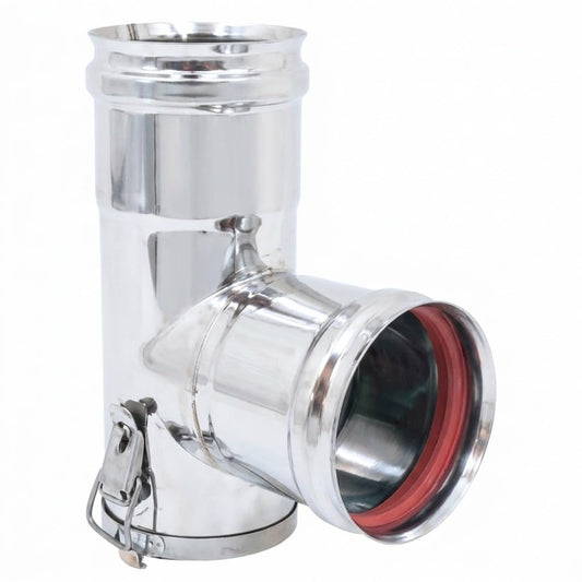 Maka Raccordo a T 90° con Ispezione Bassa Canna Fumaria Acciaio Inox