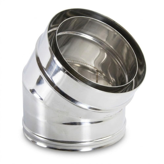 Maka Curva 30° Canna Fumaria Doppia Parete Aria Inox