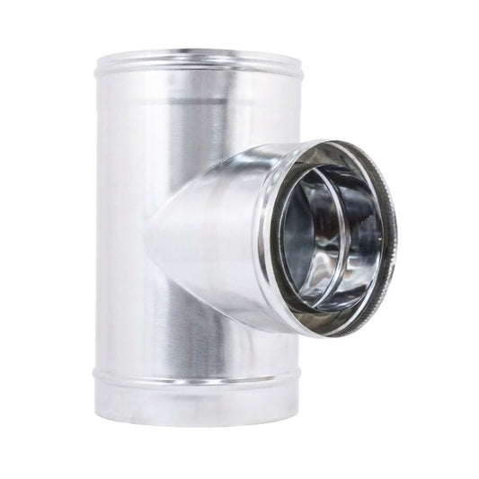 Maka Raccordo a T 90° Canna Fumaria Doppia Parete 50 Inox